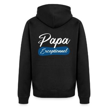 papa exceptionnel cadeau fête des pères - Veste à capuche bio Premium Unisexe - noir - Dos - Nico (187cm)