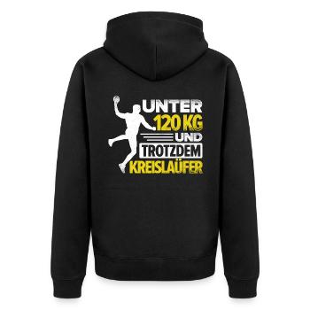 Unter 120Kg Und Trotzdem Kreisläufer Handballer Sp - Unisex Premium Bio Zip Hoodie - Schwarz - Hinten - Nico (187cm)