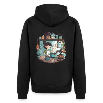 Art Lover: Museum Masterpiece - Unisex Premium Organic Zip Hoodie - black - Back - Nico (187cm)