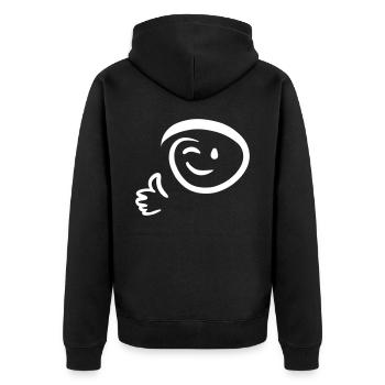 Le visage fait un clin d’œil, lève le pouce. Émoticône. - Veste à capuche bio Premium Unisexe - noir - Dos - Nico (187cm)