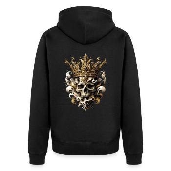 La couronne royale rencontre le crâne – Unique et noble - Veste à capuche bio Premium Unisexe - noir - Dos - Nico (187cm)
