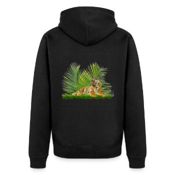 tiger - Unisex Premium Organic Zip Hoodie - black - Back - Nico (187cm)