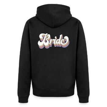 Retro Style Bride - Bachelorette Party Gift - Unisex Premium Organic Zip Hoodie - black - Back - Nico (187cm)