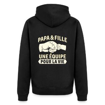 papa et fille une équipe pour la vie - Veste à capuche bio Premium Unisexe - noir - Dos - Nico (187cm)