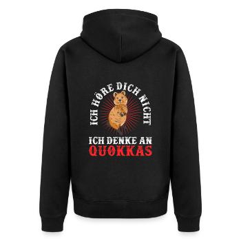 Quokka denken an mich Beuteltier Quokka - Unisex Premium Bio Zip Hoodie - Schwarz - Hinten - Nico (187cm)