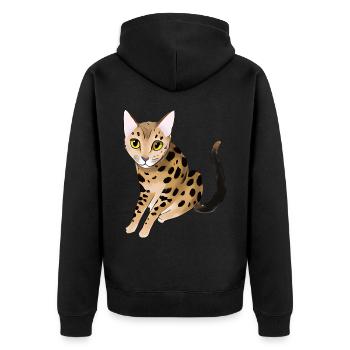 Bengalkatze - Unisex Premium Bio Zip Hoodie - Schwarz - Hinten - Nico (187cm)