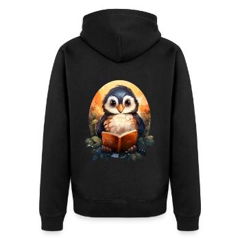 Penguin - Unisex Premium Organic Zip Hoodie - black - Back - Nico (187cm)