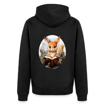 Hare - Unisex Premium Organic Zip Hoodie - black - Back - Nico (187cm)