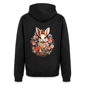 Hare - Unisex Premium Organic Zip Hoodie - black - Back - Nico (187cm)