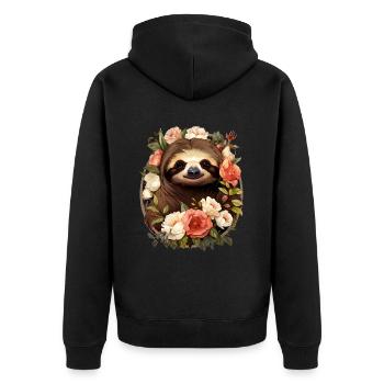 Faultier - Unisex Premium Bio Zip Hoodie - Schwarz - Hinten - Nico (187cm)