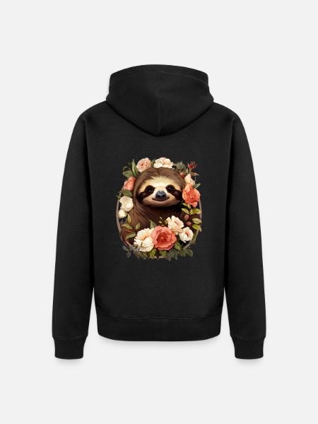 Sloth - Unisex Premium Organic Zip Hoodie - black