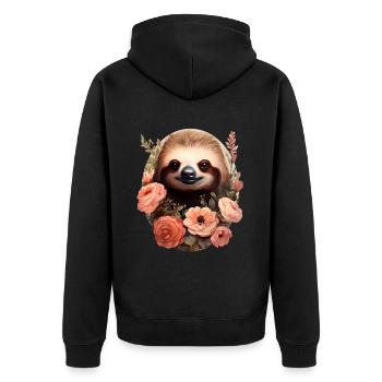 Faultier - Unisex Premium Bio Zip Hoodie - Schwarz - Hinten - Nico (187cm)
