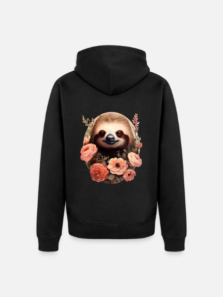 Sloth - Unisex Premium Organic Zip Hoodie - black