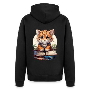 Tiger - Unisex Premium Organic Zip Hoodie - black - Back - Nico (187cm)