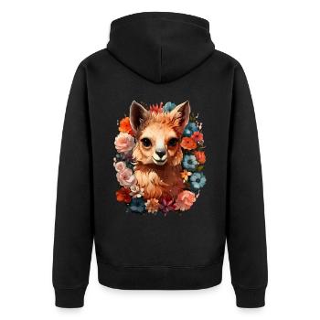 Alpaka - Unisex Premium Bio Zip Hoodie - Schwarz - Hinten - Nico (187cm)