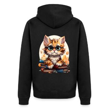 Tiger - Unisex Premium Organic Zip Hoodie - black - Back - Nico (187cm)