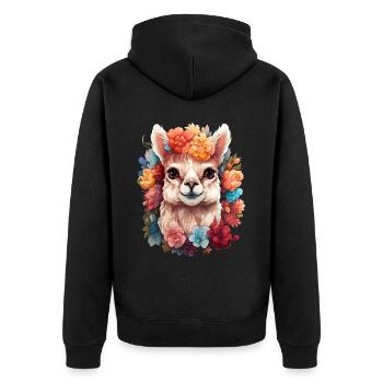 Alpaka - Unisex Premium Bio Zip Hoodie - Schwarz - Hinten - Nico (187cm)