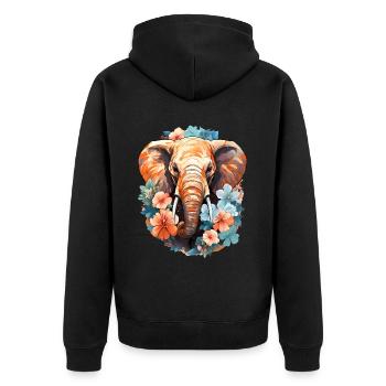 Elephant - Unisex Premium Organic Zip Hoodie - black - Back - Nico (187cm)