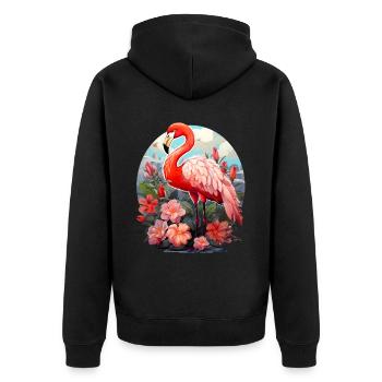 Flamingo - Unisex Premium Bio Zip Hoodie - Schwarz - Hinten - Nico (187cm)