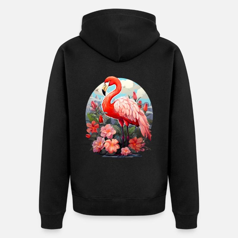 Flamingo - Unisex Premium Bio Zip Hoodie - Schwarz