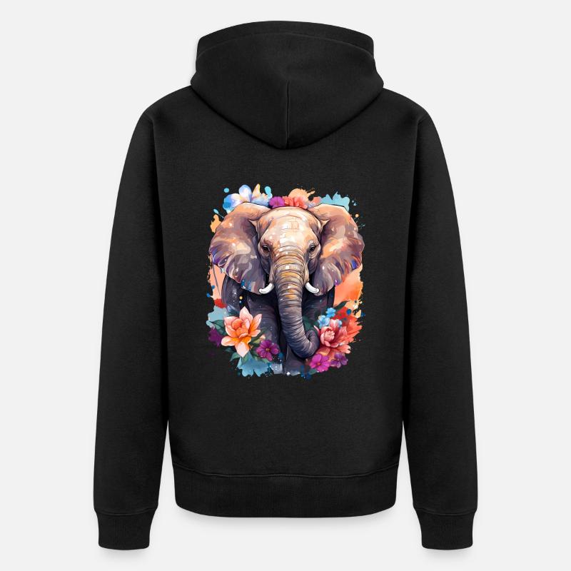 Éléphant - Veste à capuche bio Premium Unisexe - noir