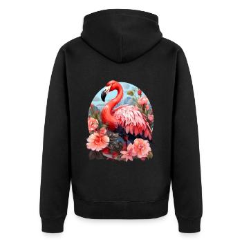 Flamingo - Unisex Premium Bio Zip Hoodie - Schwarz - Hinten - Nico (187cm)