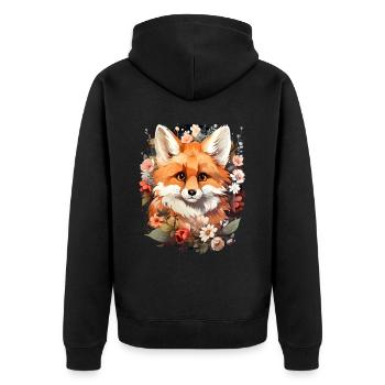 Fuchs - Unisex Premium Bio Zip Hoodie - Schwarz - Hinten - Nico (187cm)