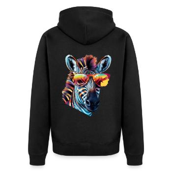 Zebra Sonnenbrille - Unisex Premium Bio Zip Hoodie - Schwarz - Hinten - Nico (187cm)