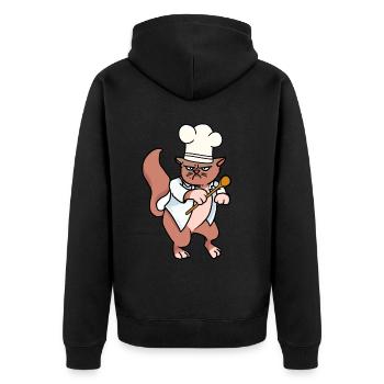 Grim Cook Cat Cats Cooks Cook Cook - Unisex Premium Organic Zip Hoodie - black - Back - Nico (187cm)