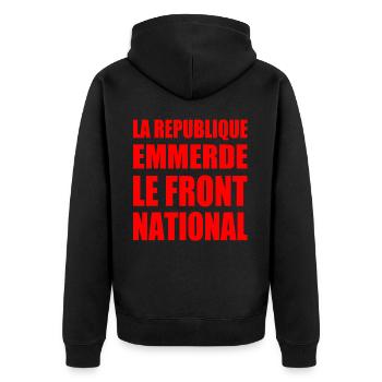 La République emmerde le front national - Veste à capuche bio Premium Unisexe - noir - Dos - Nico (187cm)