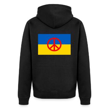 Ukraine - Unisex Premium Bio Zip Hoodie - Schwarz - Hinten - Nico (187cm)
