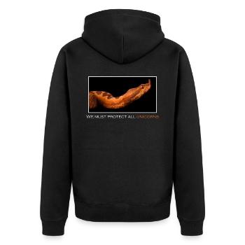 We must protect all unicorns - Unisex Premium Organic Zip Hoodie - black - Back - Nico (187cm)