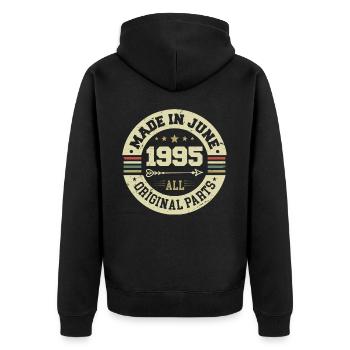 Juin 1995 Anniversaire Juin 1995 Juin 1995 - Veste à capuche bio Premium Unisexe - noir - Dos - Nico (187cm)