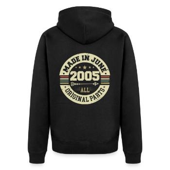 June 2005 Birthday Present June 2005 June 2005 - Unisex Premium Organic Zip Hoodie - black - Back - Nico (187cm)