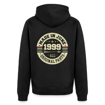Juni 1999 Geburtstagsgeschenk Juni 1999 Juni 1999 - Unisex Premium Bio Zip Hoodie - Schwarz - Hinten - Nico (187cm)