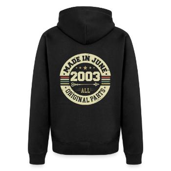 June 2003 Birthday Present June 2003 June 2003 - Unisex Premium Organic Zip Hoodie - black - Back - Nico (187cm)