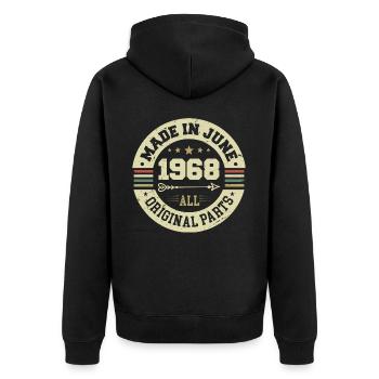 Juni 1968 Geburtstagsgeschenk Juni 1968 Juni 1968 - Unisex Premium Bio Zip Hoodie - Schwarz - Hinten - Nico (187cm)