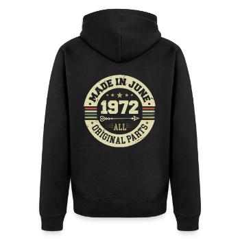 Juni 1972 Geburtstagsgeschenk Juni 1972 Juni 1972 - Unisex Premium Bio Zip Hoodie - Schwarz - Hinten - Nico (187cm)