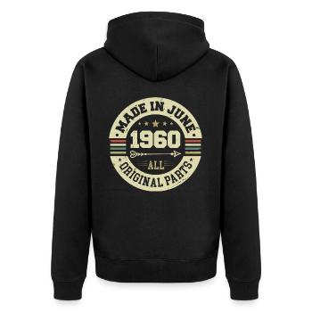 Juni 1960 Geburtstagsgeschenk Juni 1960 Juni 1960 - Unisex Premium Bio Zip Hoodie - Schwarz - Hinten - Nico (187cm)