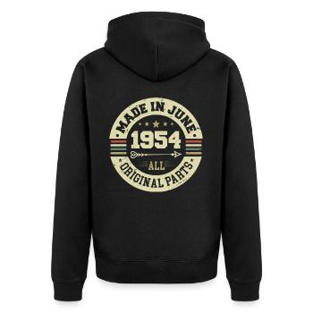 Juni 1954 Geburtstagsgeschenk Juni 1954 Juni 1954 - Unisex Premium Bio Zip Hoodie - Schwarz - Hinten - Nico (187cm)
