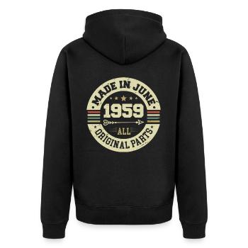 Juin 1959 Cadeau d’anniversaire Juin 1959 Juin 1959 - Veste à capuche bio Premium Unisexe - noir - Dos - Nico (187cm)