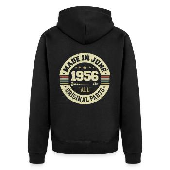 Juni 1956 Geburtstagsgeschenk Juni 1956 Juni 1956 - Unisex Premium Bio Zip Hoodie - Schwarz - Hinten - Nico (187cm)