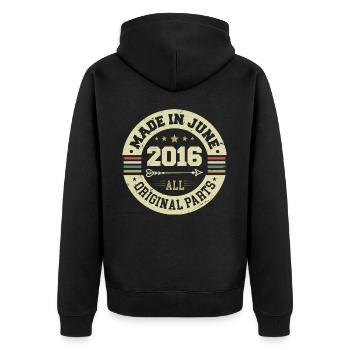 June 2016 Birthday Present June 2016 June 2016 - Unisex Premium Organic Zip Hoodie - black - Back - Nico (187cm)