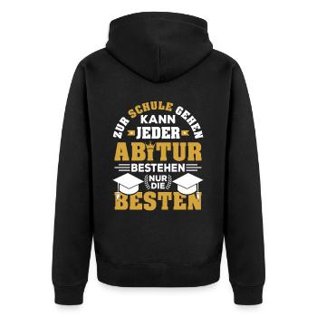 Abitur Abi Abschluss bestanden Abiturient Geschenk - Unisex Premium Bio Zip Hoodie - Schwarz - Hinten - Nico (187cm)