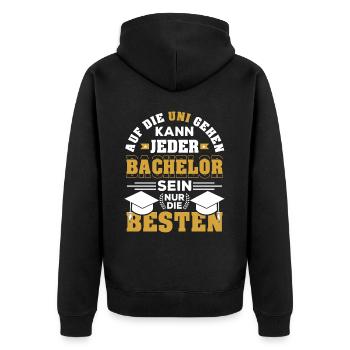 Bachelor Abschluss geschafft Uni Student Geschenk - Unisex Premium Bio Zip Hoodie - Schwarz - Hinten - Nico (187cm)