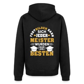 Meister Meisterprüfung Prüfung Kfz Auto Geschenk - Unisex Premium Bio Zip Hoodie - Schwarz - Hinten - Nico (187cm)