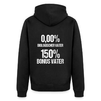 Bonus Vater Papa Papi Stiefvater Vatertag Geschenk - Unisex Premium Bio Zip Hoodie - Schwarz - Hinten - Nico (187cm)