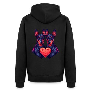 Doberman Chien Couple Amour Couple En Amour - Veste à capuche bio Premium Unisexe - noir - Dos - Nico (187cm)