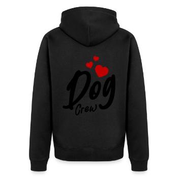 Dog Crew Herz - Unisex Premium Bio Zip Hoodie - Schwarz - Hinten - Nico (187cm)