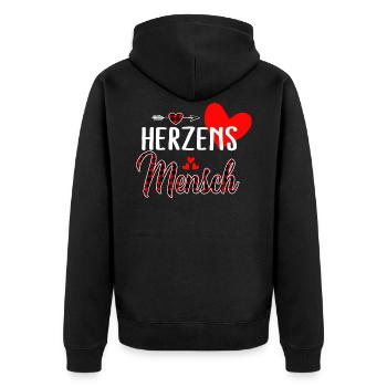 Herzensmensch Danke Sagen Geschenk Freund Freundin - Unisex Premium Bio Zip Hoodie - Schwarz - Hinten - Nico (187cm)